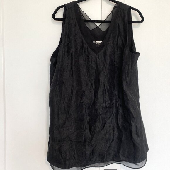 Coldwater Creek Sleeveless Black V-Neck Semi Sheer Tunic Blouse Top Plus Size 2X - Picture 1 of 7